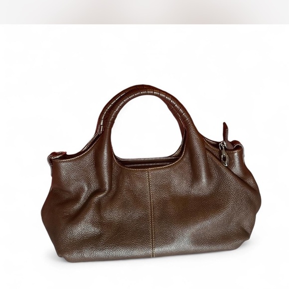 NWOT Luxurious Brown Leather Shoulder Bag with Classic Craftsmanship - Picture 1 of 4